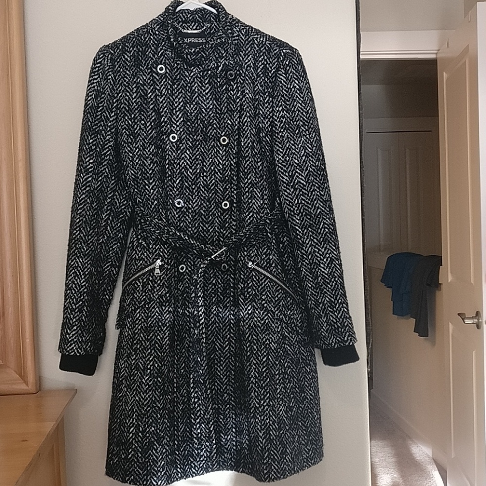 Express belted Wool-Blend Trench Coat